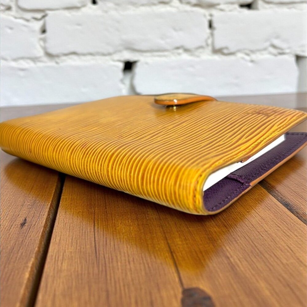 Louis Vuitton EPI Small Ring Agenda Cover COA Yellow EPI and Purple Interior - Picture 9 of 14